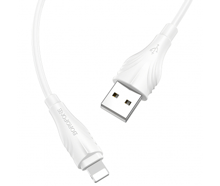 Cablu Date si Incarcare USB-A - Lightning Borofone Optimal BX18, 15W, 3m, Alb