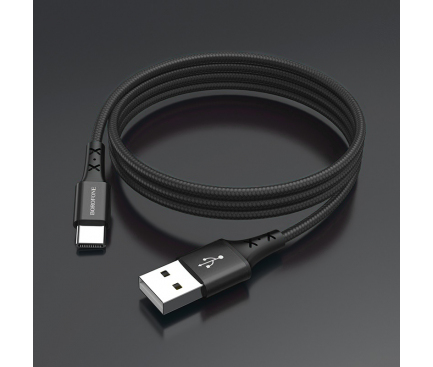 Cablu Date si Incarcare USB-A - USB-C Borofone BX20 Enjoy, 18W, 1m, Negru