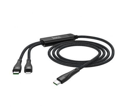 Cablu Date si Incarcare USB-C - Lightning / USB-C HOCO U102 Super, 100W, 1.2m, Negru
