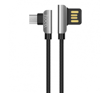Cablu Date si Incarcare USB la MicroUSB HOCO U42 L Shape, 1.2 m, Negru 