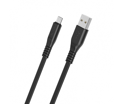 Cablu Date si Incarcare USB la MicroUSB Borofone Wide BX23, 1 m, Negru 