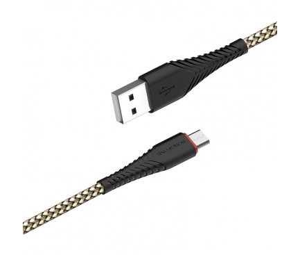 Cablu Date si Incarcare USB la MicroUSB Borofone BX25 Powerful, 1 m, Negru 