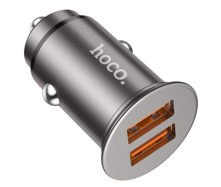 Incarcator Auto USB HOCO NZ1 Developer, Quick Charge, 36W, 2 X USB, Gri 