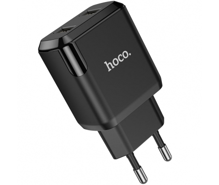 Incarcator Retea cu Cablu microUSB HOCO N7, 10W, 2.1A, 2 x USB-A, Negru
