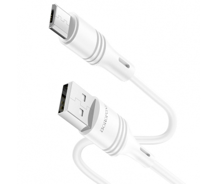 Cablu Date si Incarcare USB-A - microUSB Borofone BX43 CoolJoy, 18W, 1m, Alb