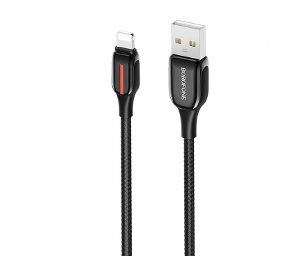 Cablu Date si Incarcare USB-A - Lightning Borofone BU14 Heroic, 18W, 1.2m, Negru