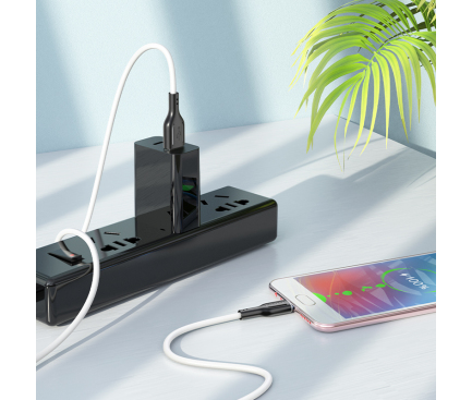 Cablu Date si Incarcare USB-A - Lightning Borofone BX63 Charming, 18W, 1m, Alb