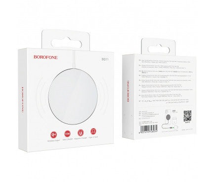 Incarcator Retea Wireless Borofone BQ11, MagSafe, 15W, Quick Charge, USB-C, Argintiu 