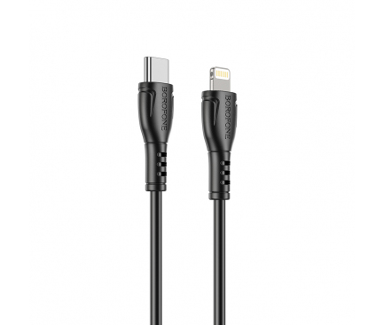 Cablu Date si Incarcare USB Type-C la Lightning Borofone BX51 Triumph, 1 m, 3A, Negru 