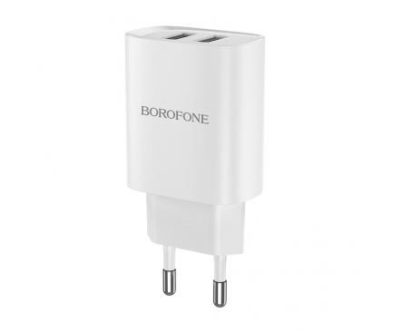 Incarcator Retea Borofone BN2, 10W, 2.1A, 2 x USB-A, Alb