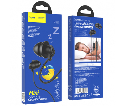 Handsfree Casti In-Ear HOCO M81 Imperceptible, Cu microfon, 3.5 mm, 1.2m, Somn, Negru 