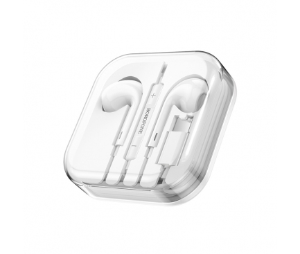 Handsfree Casti EarBuds Borofone BM30 Max, Cu microfon, USB Type-C, 1.2m, Alb 