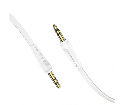 Cablu Audio 3.5 mm la 3.5 mm Borofone BL6, 1 m, AUX, TRS - TRS, Alb 