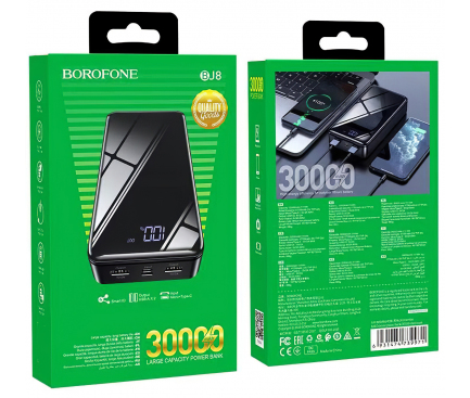 Baterie Externa Borofone BJ8 Extreme, 30000mAh, 10W, 2 x USB-A, Neagra
