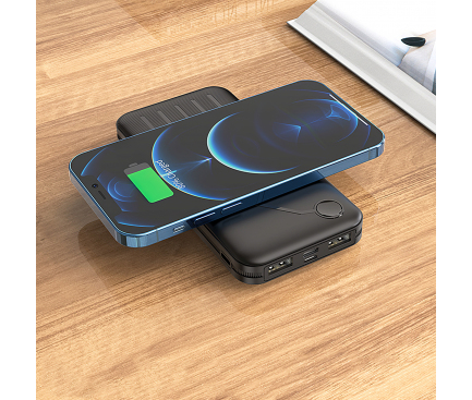 Baterie Externa Powerbank Borofone BJ7, 10000 mA, Fast Wireless - Power Delivery (PD) - Quick Charge 4.0, 22.5W, Neagra