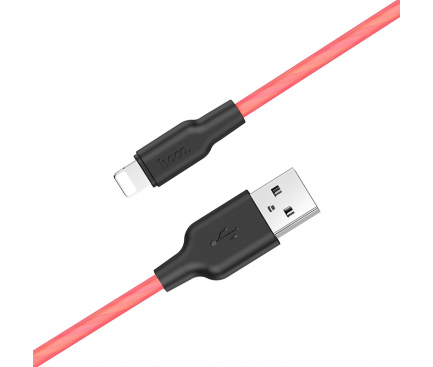 Cablu Date si Incarcare USB la Lightning HOCO X21 Plus, 1 m, Negru Rosu 