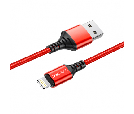 Cablu Date si Incarcare USB la Lightning Borofone BX54 Ultra bright, 1 m, 2.4A, Rosu 