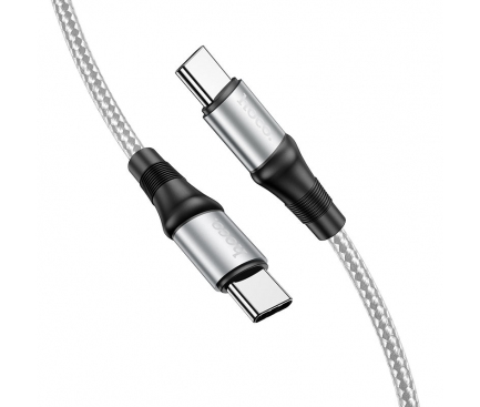 Cablu Date si Incarcare USB Type-C la USB Type-C HOCO Exquisito X50, 1 m, PD100W, Gri 
