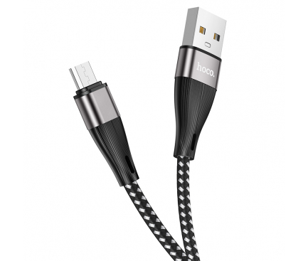 Cablu Date si Incarcare USB la MicroUSB HOCO X57 Blessing, 1 m, 2.4A, Negru 