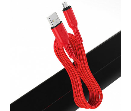 Cablu Date si Incarcare USB la MicroUSB HOCO X59 Victory, 1 m, 2.4A, Rosu 