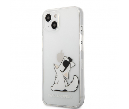 Husa Plastic Karl Lagerfeld Choupette Eat pentru Apple iPhone 13 mini, Transparenta KLHCP13SCFNRC 