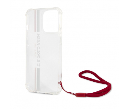 Husa TPU U.S. Polo Tricolor Vertical Stripes pentru Apple iPhone 13 Pro, Transparenta USHCP13LKSTTR 