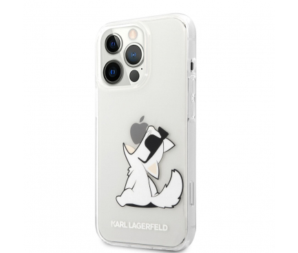 Husa Plastic Karl Lagerfeld Choupette Eat pentru Apple iPhone 13 Pro Max, Transparenta KLHCP13XCFNRC 