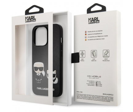 Husa Piele Ecologica - Plastic Karl Lagerfeld Karl &Choupette pentru Apple iPhone 13 Pro, Neagra KLHCP13LPCUSKCBK 