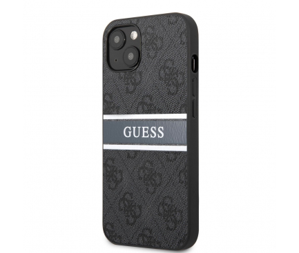 Husa Plastic Guess 4G Printed Stripe pentru Apple iPhone 13 mini, Gri GUHCP13S4GDGR 