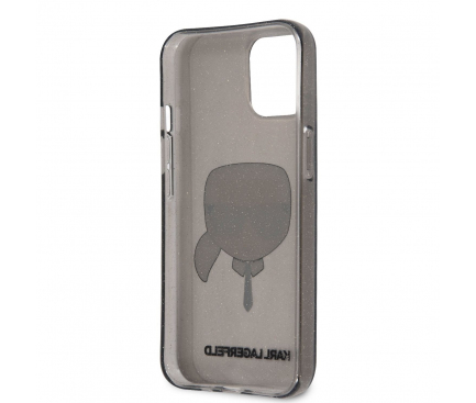 Husa TPU Karl Lagerfeld Full Glitter Karl Head pentru Apple iPhone 13 mini, Neagra KLHCP13SKHTUGLB 