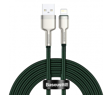 Cablu Date si Incarcare USB la Lightning Baseus Cafule Metal, 2 m, 2.4A, Verde CALJK-B06 