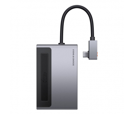 Hub USB Type-C Baseus Magic, 100W, HDMI, SD / MicroSD, USB, Jack 3.5mm, Gri CAHUB-DA0G