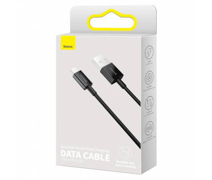 Cablu Date si Incarcare USB la MicroUSB Baseus Superior Series, 1 m, 2A, Negru CAMYS-01 