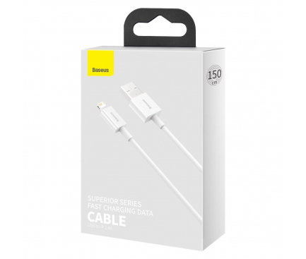 Cablu Date si Incarcare USB la Lightning Baseus Superior Series, 0.25 m, 2.4A, Alb CALYS-02 