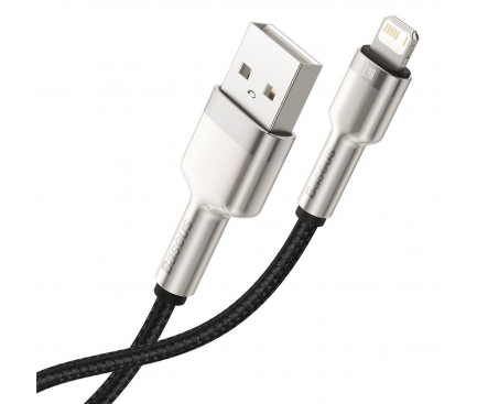 Cablu Date si Incarcare USB la Lightning Baseus Cafule Series Metal, 0.25 m, 2.4A, Negru CALJK-01 