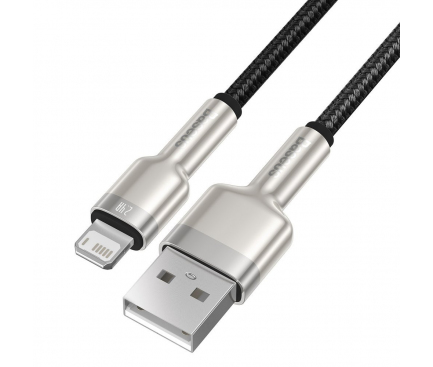 Cablu Date si Incarcare USB la Lightning Baseus Cafule Series Metal, 0.25 m, 2.4A, Negru CALJK-01 