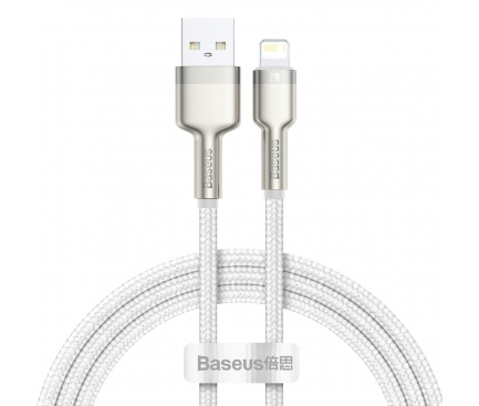 Cablu Date si Incarcare USB la Lightning Baseus Cafule Series Metal, 1 m, 2.4A, Alb CALJK-A02 