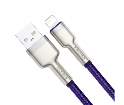 Cablu Date si Incarcare USB la Lightning Baseus Cafule Series Metal, 1 m, 2.4A, Mov CALJK-A05 