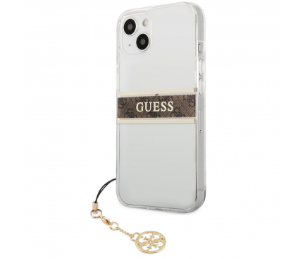 Husa TPU Guess 4G Brown Stripe pentru Apple iPhone 13, Transparenta GUHCP13MKB4GBR 