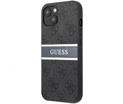 Husa Plastic Guess 4G Printed Stripe pentru Apple iPhone 13, Gri GUHCP13M4GDGR 