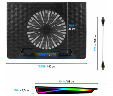Cooling Pad Laptop Spirit of Gamer AIRBLADE 800, RGB, 17.3 inci, Negru