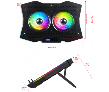 Cooling Pad Laptop Spirit of Gamer AIRBLADE 1000, RGB, 17.3 inci, Negru