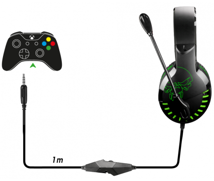 Casti Gaming Spirit of Gamer PRO-H3, Pentru Xbox One  / S / X, Cu microfon, Jack 3.5 mm, Negre-Verzi