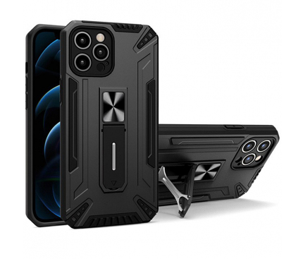 Husa Plastic - TPU OEM Shock Armor Kickstand pentru Apple iPhone 13 Pro, Neagra 