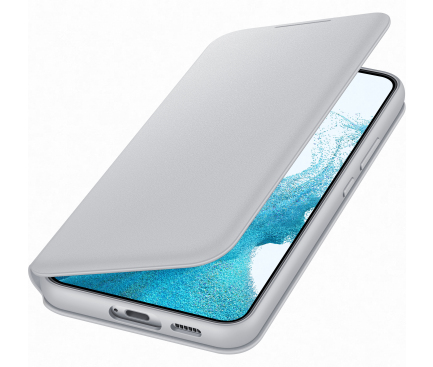 Husa pentru Samsung Galaxy S22+ 5G S906, LED View Cover, Argintie EF-NS906PJEGEE