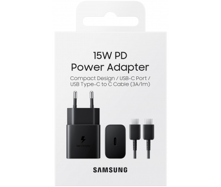 Incarcator Retea cu Cablu USB-C Samsung, 15W, 2A, 1 x USB-C, Negru EP-T1510XBEGEU