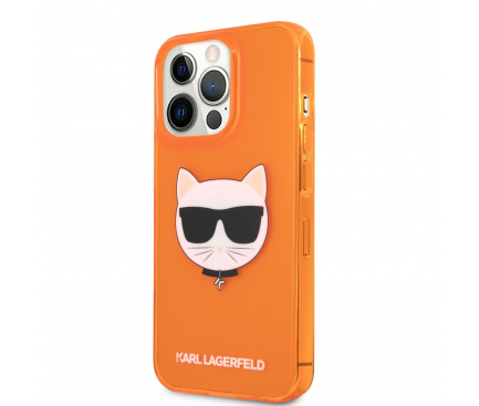 Husa TPU Karl Lagerfeld Choupette Head pentru Apple iPhone 13 Pro, Portocalie KLHCP13LCHTRO 