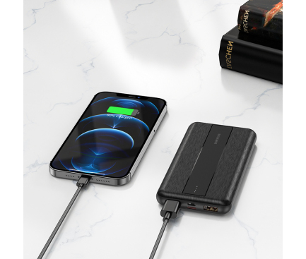 Baterie Externa Borofone BJ13 Sage, 10000mAh, 22.5W, QC + PD, 1 x USB-C - 2 x USB-A, Neagra