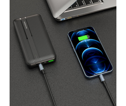 Baterie Externa Borofone BJ9 Uranus, 10000mAh, 18W, QC + PD, 1 x USB-C - 2 x USB-A, Neagra