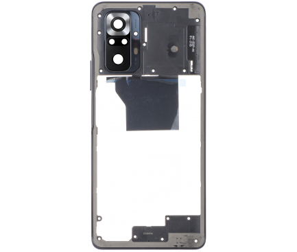 Carcasa Mijloc - Geam Camera Spate Xiaomi Redmi Note 10 Pro, Gri